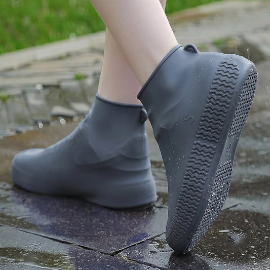 Reusable Waterproof Silicone Rain Shoe Cover Grey Small Non Slip (1 Pair)