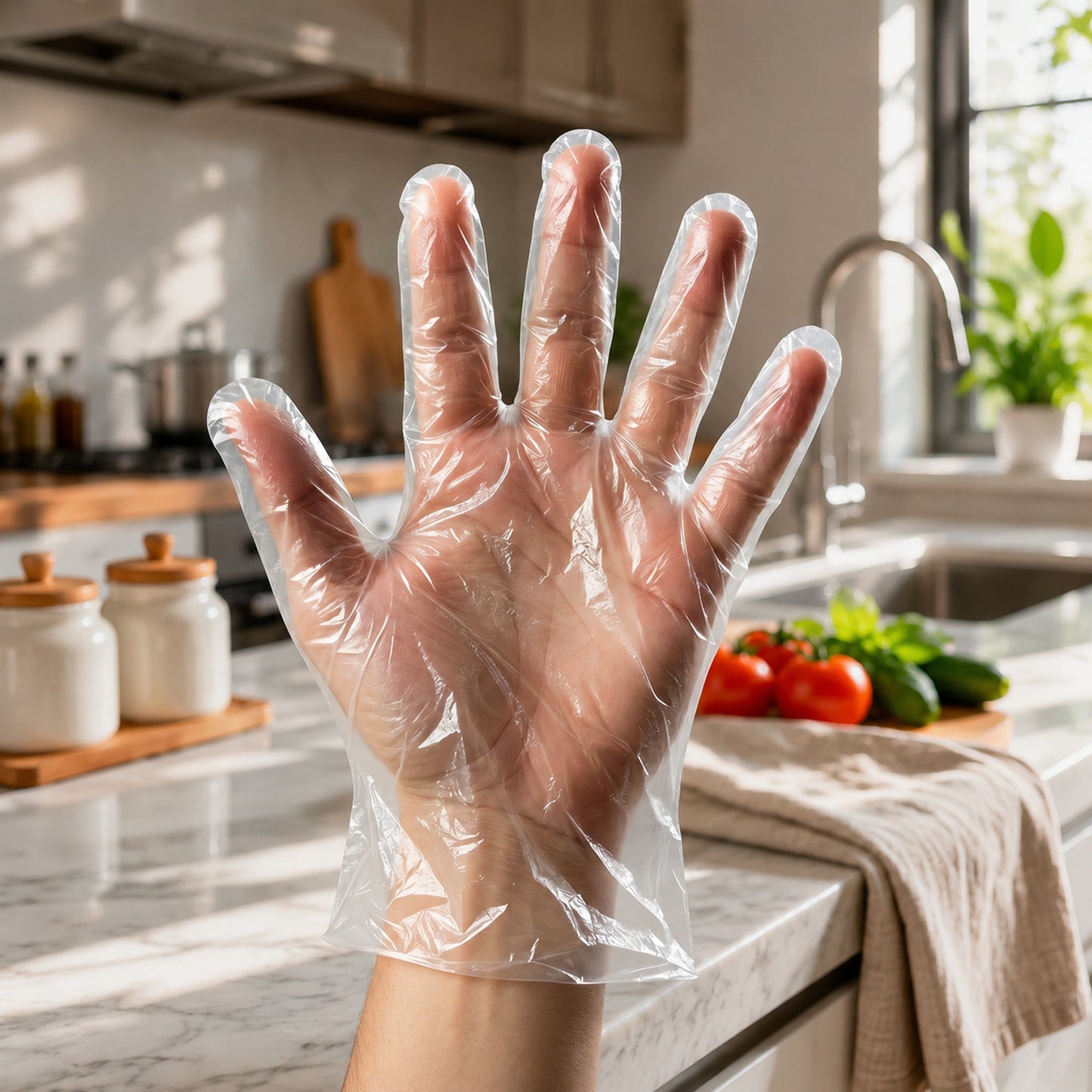 Disposable Clear Plastic Gloves (100  Pc Medium)