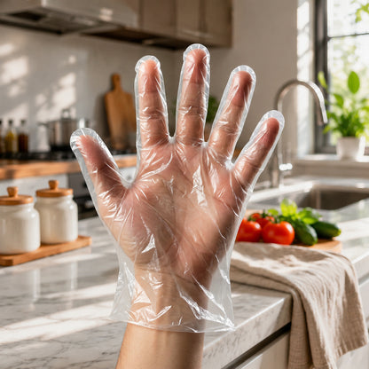 Disposable Clear Plastic Gloves (100  Pc Medium)