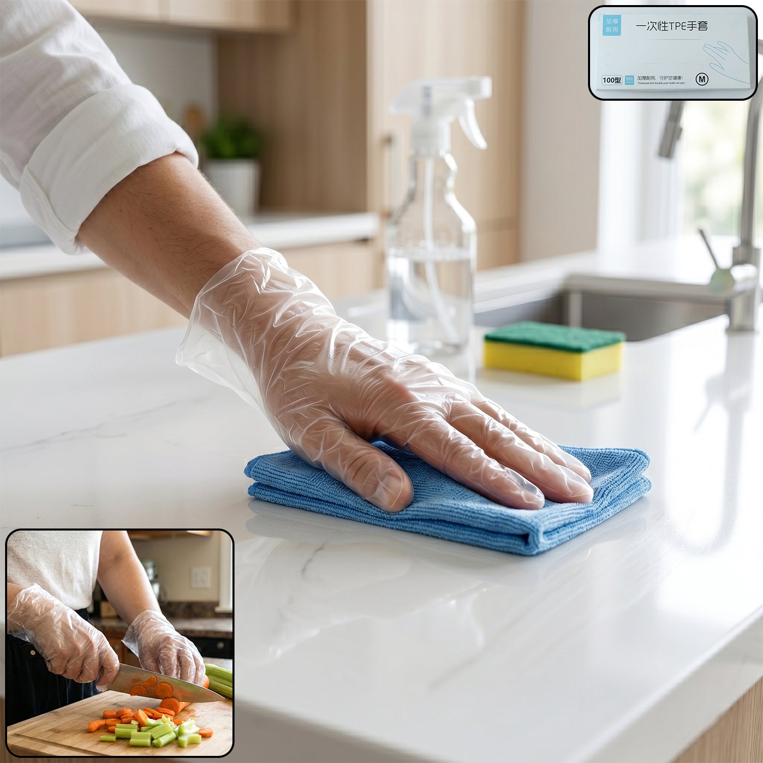 Disposable Clear Plastic Gloves (100  Pc Medium)