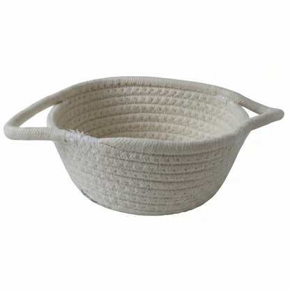 Cotton Rope Woven Storage Basket With Handles For Toys And Organizing (1 Pc)