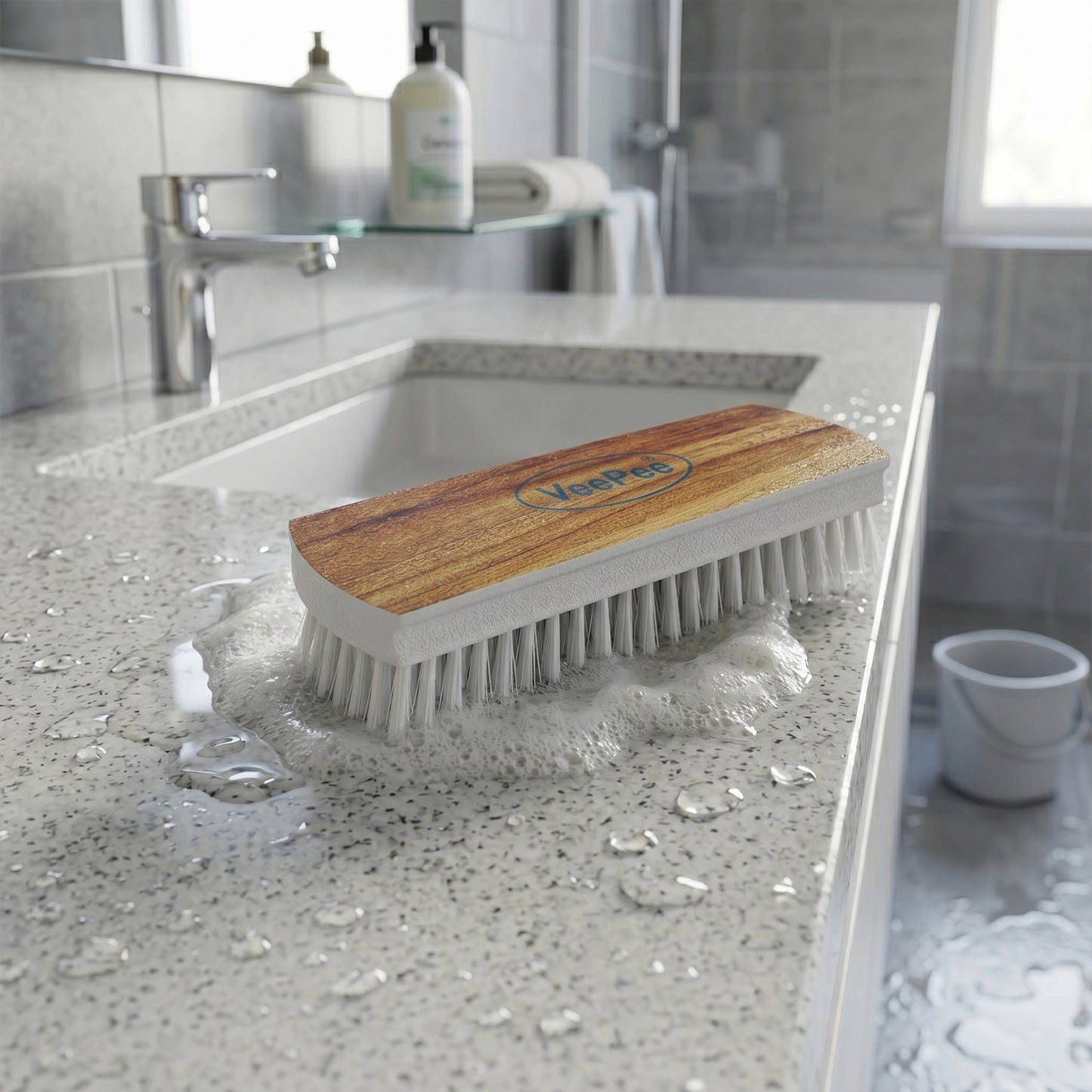 Veepee Cloth Washing And Cleaning Scrub Brush (1 Pc)  Heavy-duty Bristles With Wooden Finish Handle