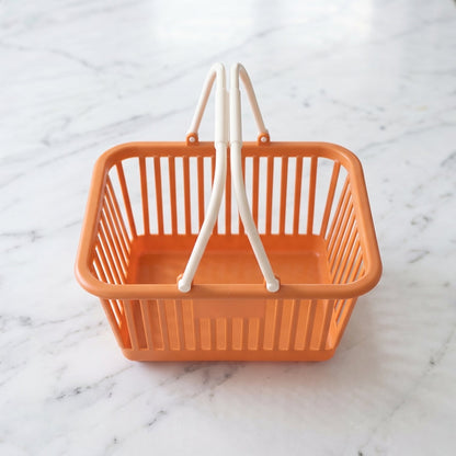 Plastic Storage Basket With Foldable Handles For Fruits Vegetables And Grocery (1 Pc)
