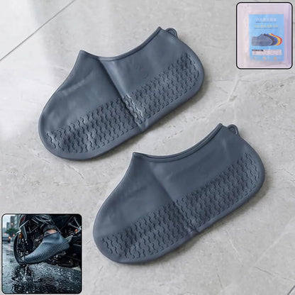 Reusable Waterproof Silicone Rain Shoe Cover Grey Small Non Slip (1 Pair)