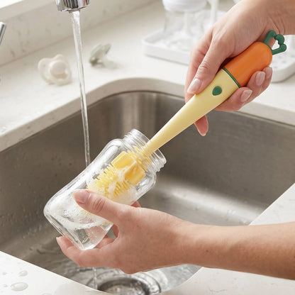 3 In 1 Bottle Cleaning Brush With Silicone Head For Cups And Flasks (1 Pc)