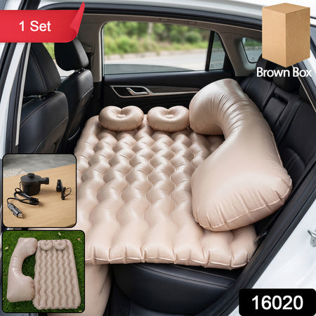 Car Air Mattress Bed Set With Inflatable Pillows And Air Pump For Comfortable Travel Sleeping (1 Set)