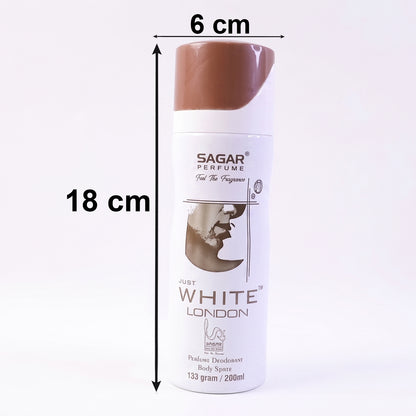 Sagar Just White London Perfume Body Spray Deodorant For Men (200 Ml)