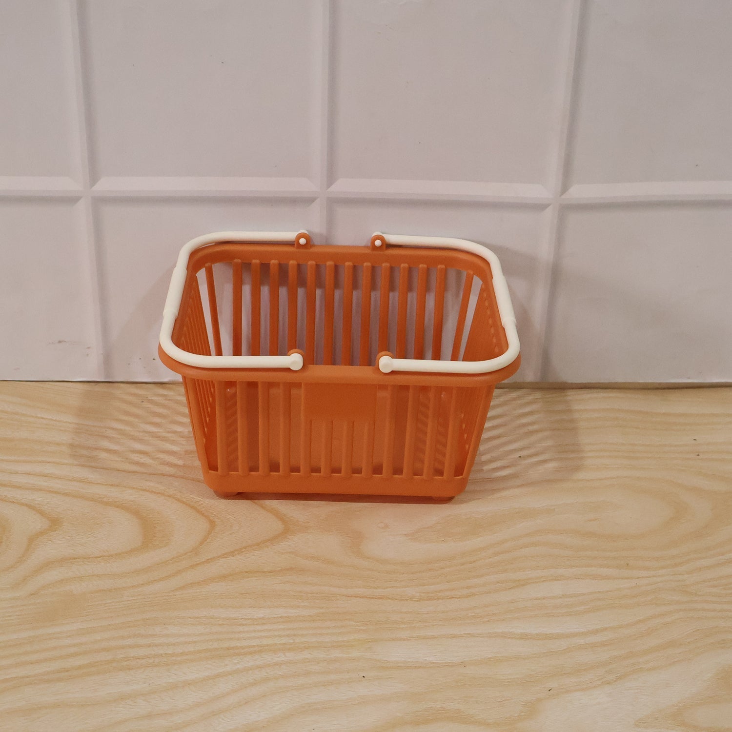 Plastic Storage Basket With Foldable Handles For Fruits Vegetables And Grocery (1 Pc)