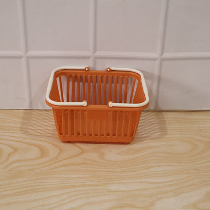 Plastic Storage Basket With Foldable Handles For Fruits Vegetables And Grocery (1 Pc)