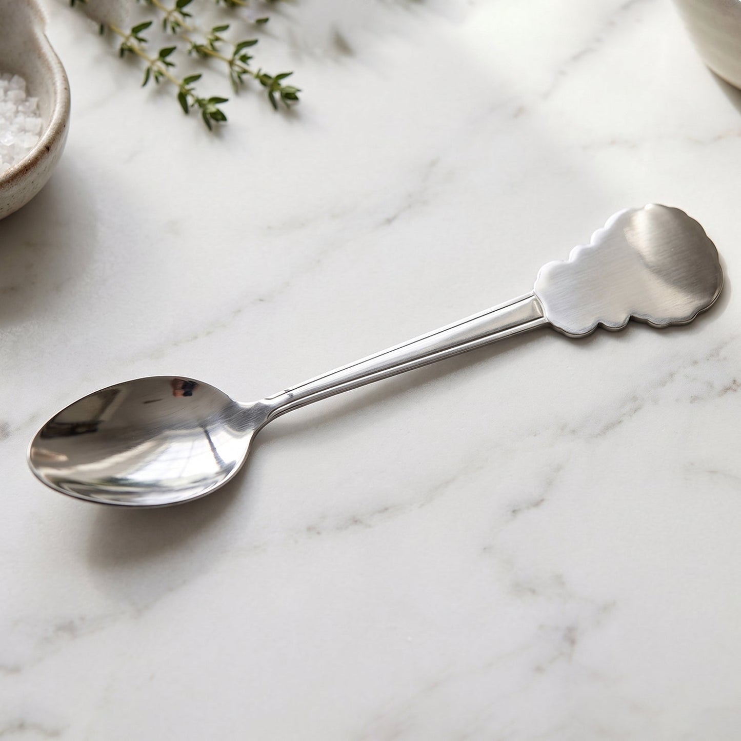 Stainless Steel Carved Handle Dinner Spoon For Dining And Kitchen Use (1 Pc)