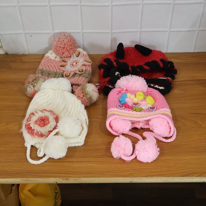 Cute Kids Winter Woolen Ear Flap Cap With Pom Pom (1 Pc Mix Design)