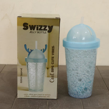 Stylish Swizzy Jelly Tumbler With Straw And Fun Lid (1 Pc 500ml)