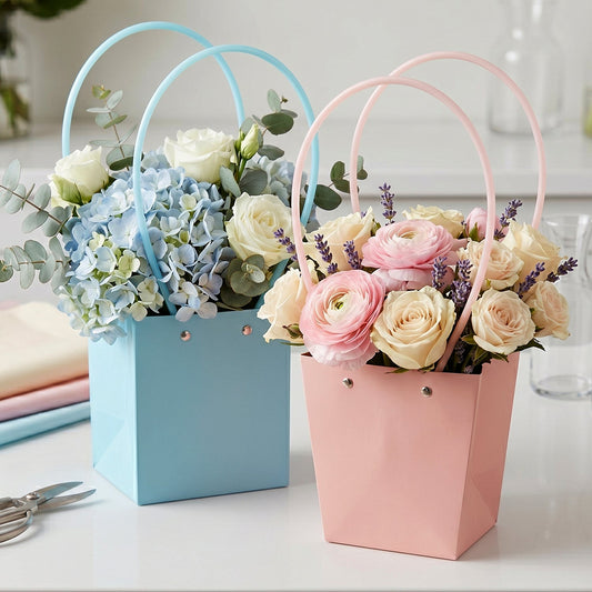 Stylish Foldable Flower Packaging Bag With Handle For Bouquet And Gifting (1 Pc)