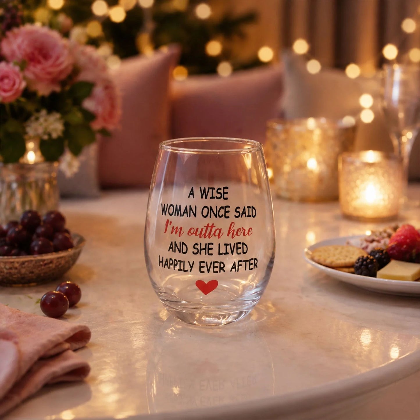 Printed Quote Drinking Glass Tumbler For Wine And Everyday Beverages (1 Pc)