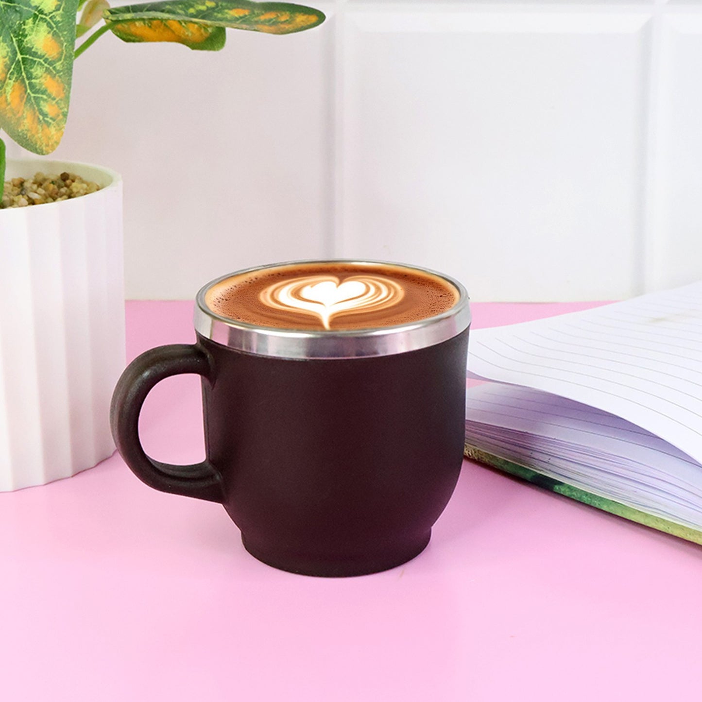 Apex Premium Double Wall Stainless Steel Cappuccino Mug Gift Set (6 Pc  100 Ml)