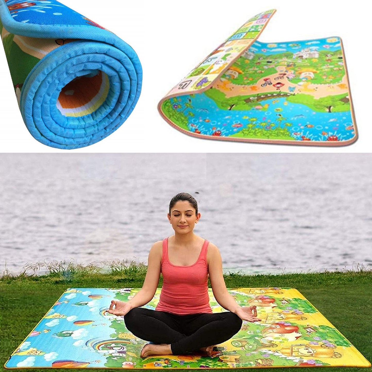 8059 Waterproof Double Side Baby Play Floor Mat For Kids Home With Bag (Size 120 X 180cm)