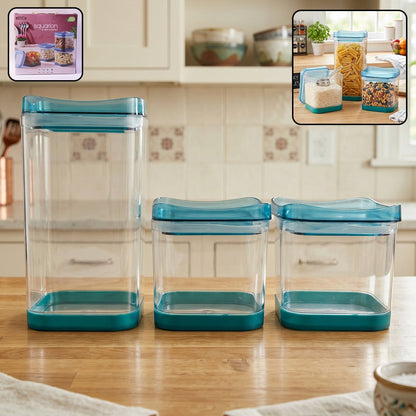 Squarion Airtight Plastic Storage Containers Set For Kitchen Grocery (4 Pc)