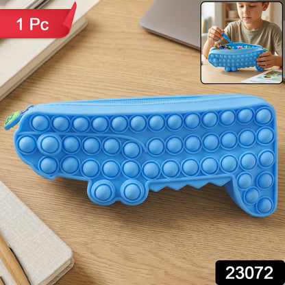 Cartoon Crocodile Shape Pop It Pencil Pouch (1 Pc)