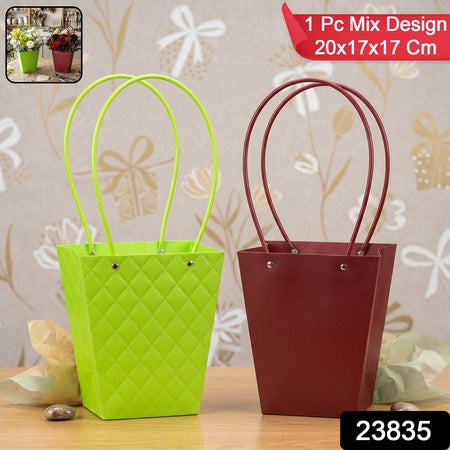 Stylish Foldable Flower Packaging Bag With Handle For Bouquet And Gifting (1 Pc)
