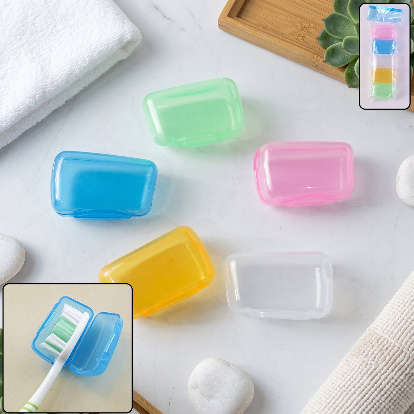 Toothbrush Head Cover Caps Anti Dust Travel Brush Protector (5 Pcs)