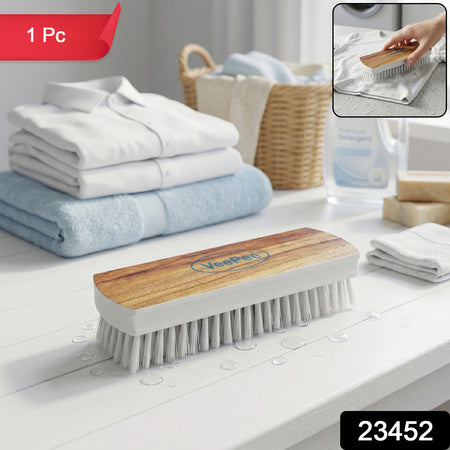 Veepee Cloth Washing And Cleaning Scrub Brush (1 Pc)  Heavy-duty Bristles With Wooden Finish Handle