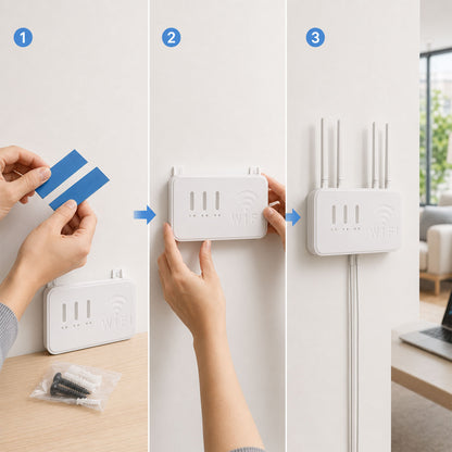 Wall Mount Wifi Router Holder Storage Box Organizer Rack With Screws (1 Pc)
