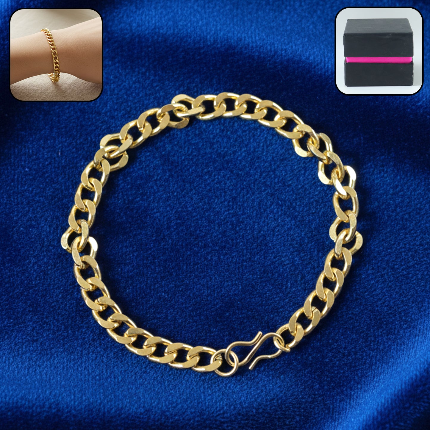 Classic Gold Finish Chain Link Bracelet For Men And Women (1 Pc)