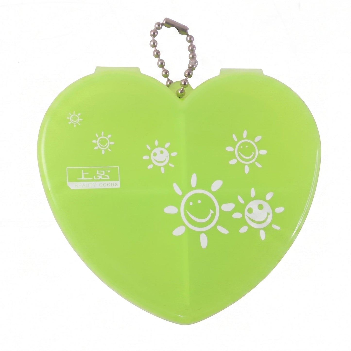 4 Compartment Heart Shape Plastic Pill Organizer Box With Keychain (1 Pc)