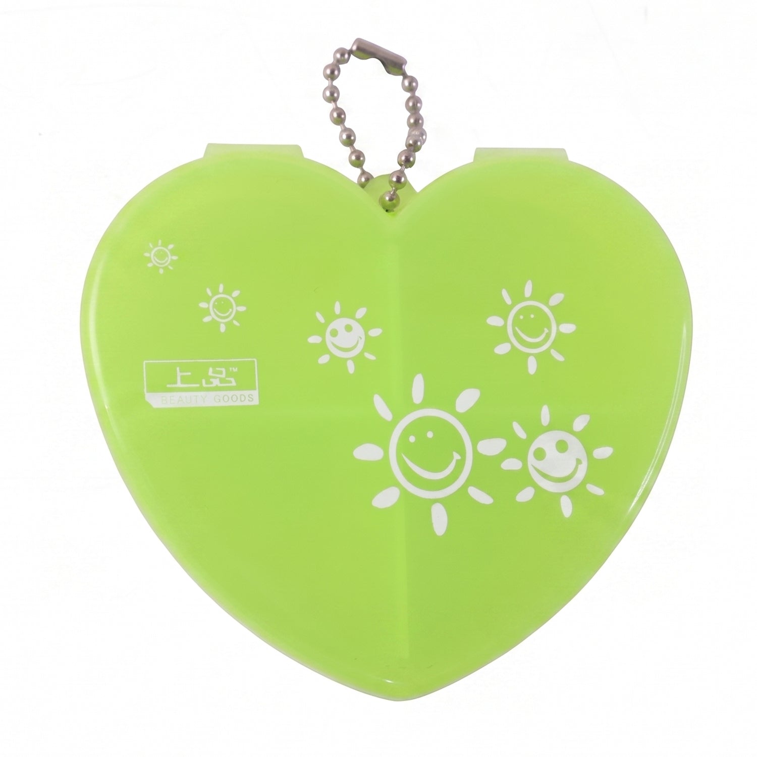 4 Compartment Heart Shape Plastic Pill Organizer Box With Keychain (1 Pc)