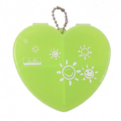 4 Compartment Heart Shape Plastic Pill Organizer Box With Keychain (1 Pc)