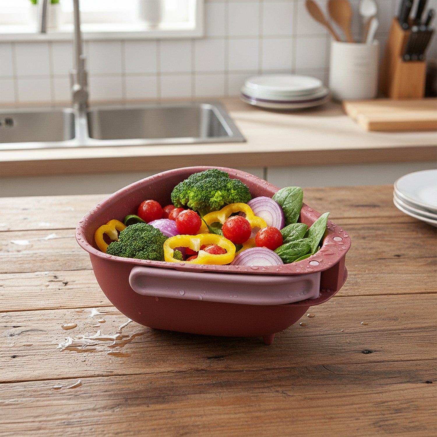 Supermom Kitchen Colander With Foldable Handle And Drain Base