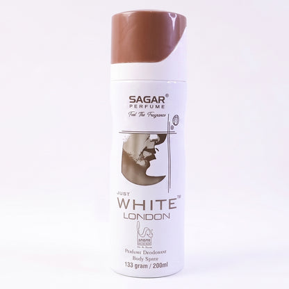 Sagar Just White London Perfume Body Spray Deodorant For Men (200 Ml)