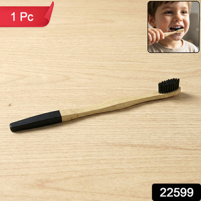 Natural Bamboo Toothbrush With Soft Charcoal Bristles (1 Pc)