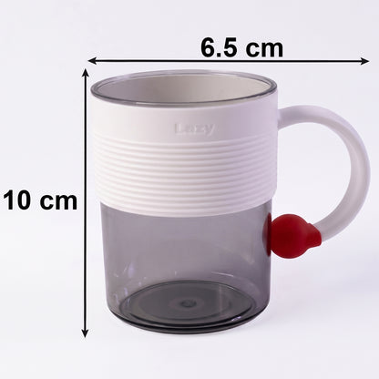 Transparent Plastic Tea And Coffee Mug With Ring Handle For Home Office (1 Pc)