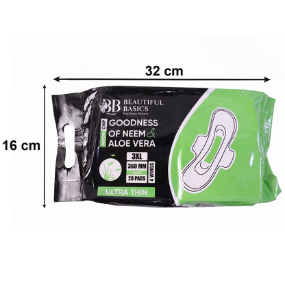 Beautiful Basics Neem  Aloe Vera Sanitary Pads 3xl 360mm Night (28 Pads)