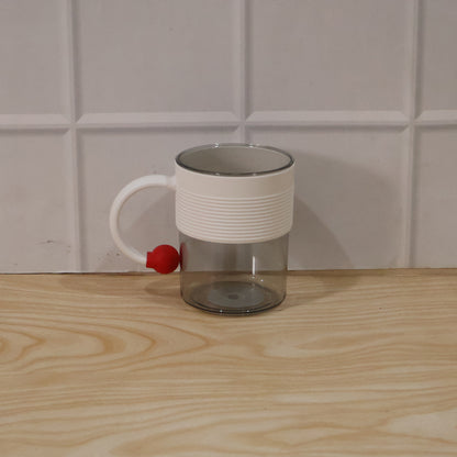 Transparent Plastic Tea And Coffee Mug With Ring Handle For Home Office (1 Pc)