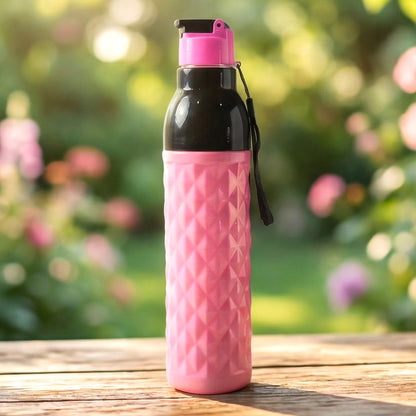 Plastic 1000 Ml Approxdiamond Pattern Leakproof Water Bottle (1 Pc)