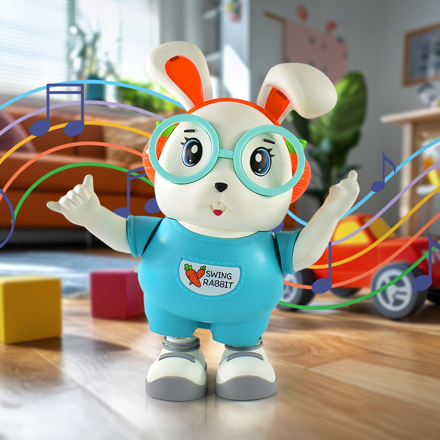 Swing Rabbit Musical Dancing Toy  Interactive Bunny With Lights Sounds (1 Pc  Battery Not Included)