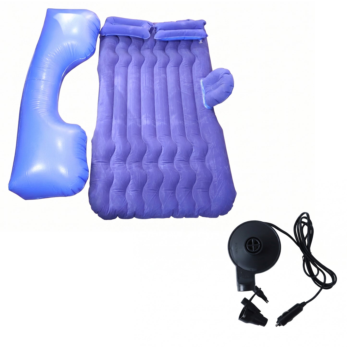 Portable Car Air Mattress Bed Set With Pump  Pillows Inflatable (Dark Blue)