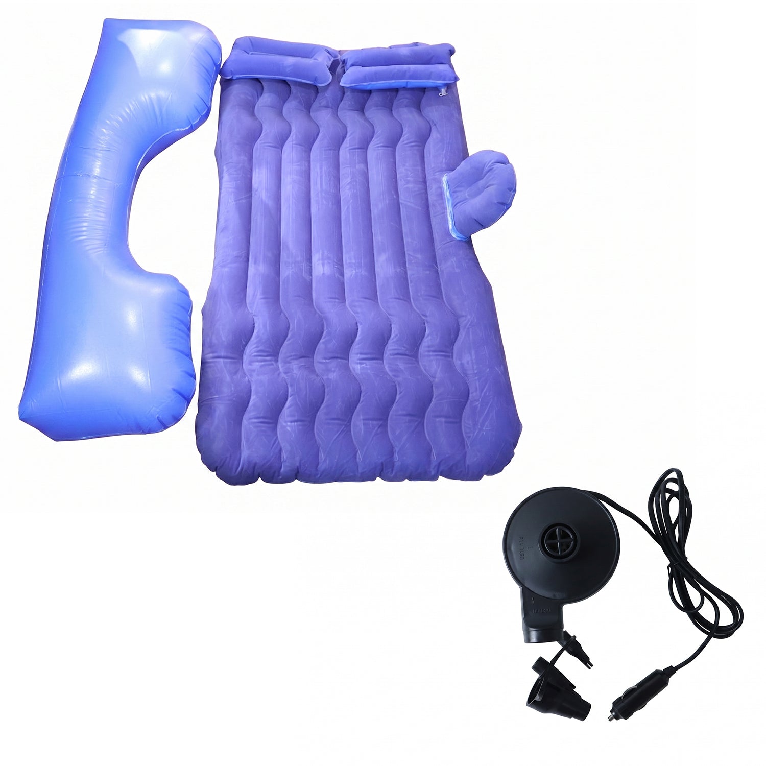 Portable Car Air Mattress Bed Set With Pump  Pillows Inflatable (Dark Blue)