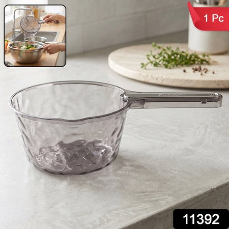 Transparent Plastic Water Dipper Scoop With Handle For Bathroom (1 Pc)