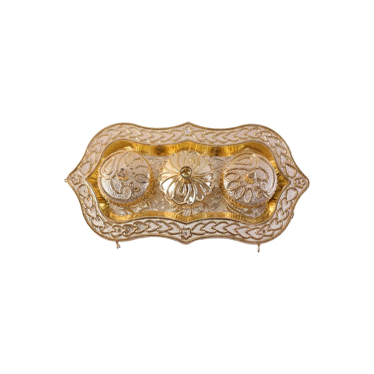 Triveni Kankavati Kumkum Holder With 3 Compartments For Puja And Tilak (1 Pc)