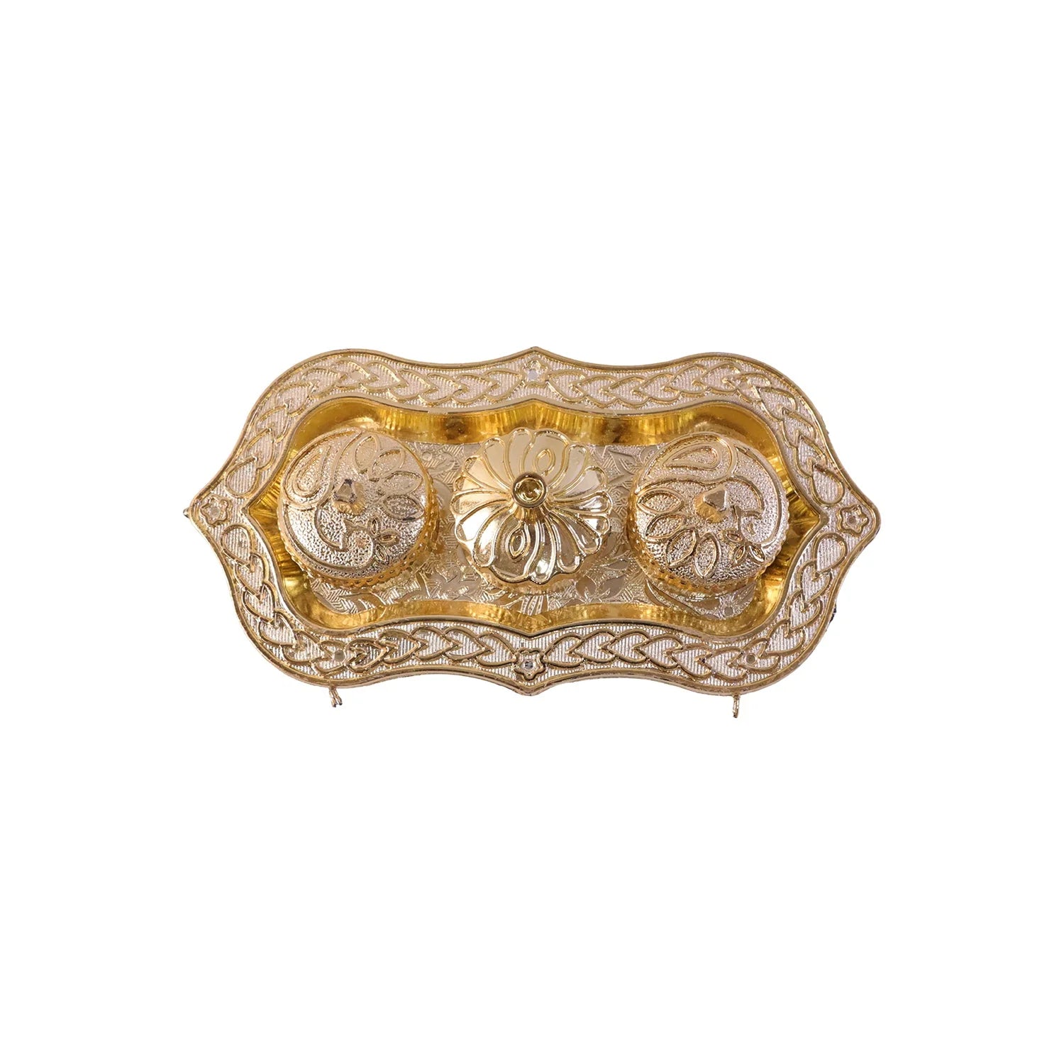 Triveni Kankavati Kumkum Holder With 3 Compartments For Puja And Tilak (1 Pc)