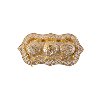 Triveni Kankavati Kumkum Holder With 3 Compartments For Puja And Tilak (1 Pc)