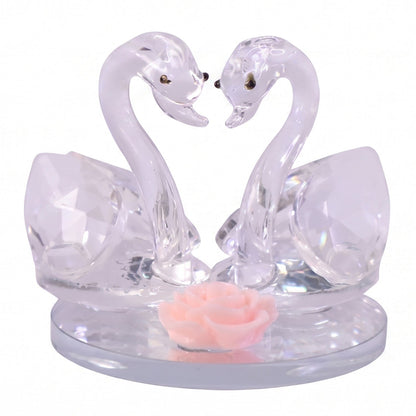 Crystal Swan Pair Showpiece Decorative Glass Couple Swan Home Decor (1 Pc)