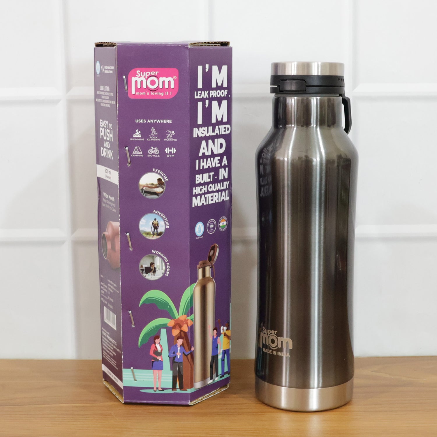 Supermom 500 Ml Stainless Steel Insulated Hydro Water Bottle Vacuum Flask
