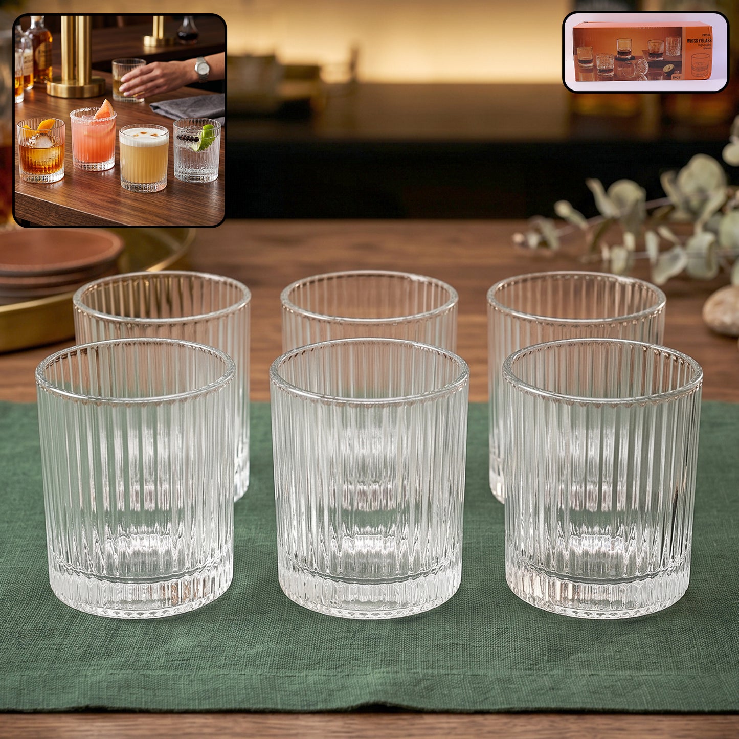 Premium Crystal Glass Tumbler (6 Pc Set 250 Ml Each)