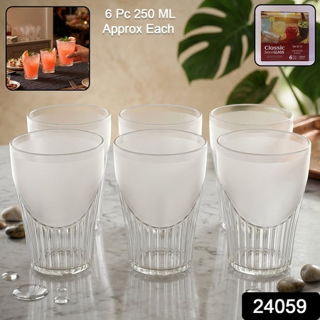 Classic Plastic Juice Glass Set Unbreakable Water Tumbler For Home (6 Pc Set)