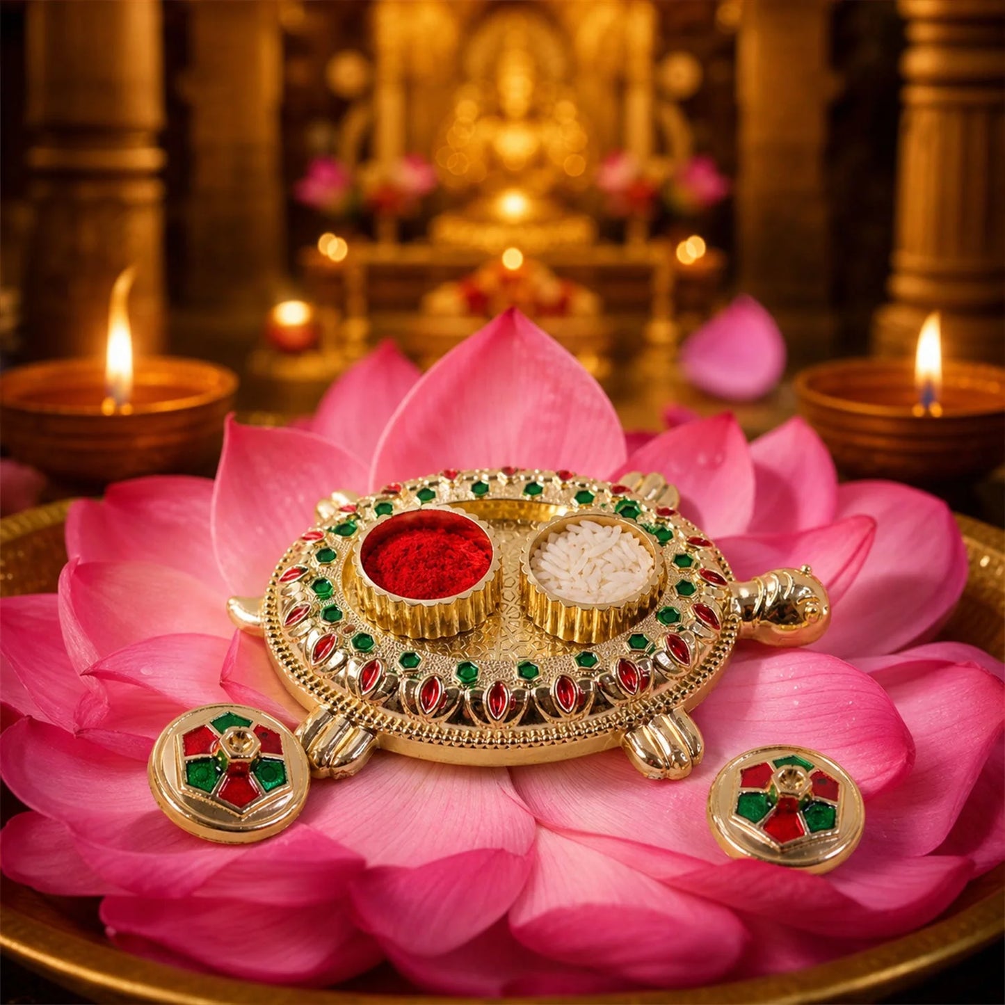 Tortoise Shaped Kankavati Kumkum Holder For Puja And Tilak Rituals (1 Pc)