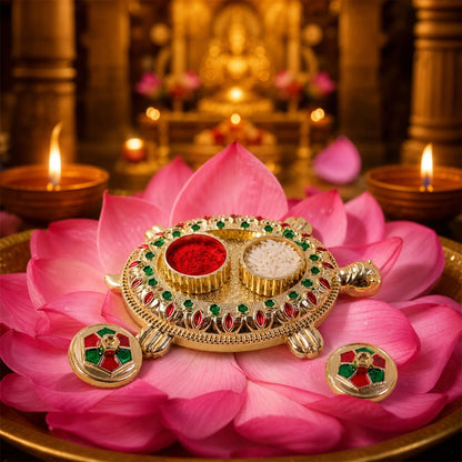 Tortoise Shaped Kankavati Kumkum Holder For Puja And Tilak Rituals (1 Pc)